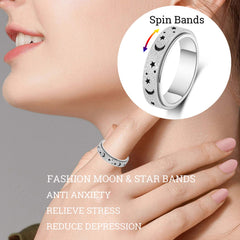 AmorArtSky spinner ring titanium stainless steel, smooth surface for daily wear