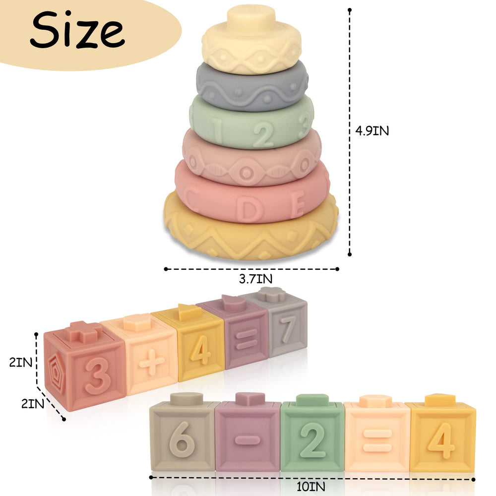 AmorBeBe 21-piece baby toy set fostering balance, problem solving, and early learning.