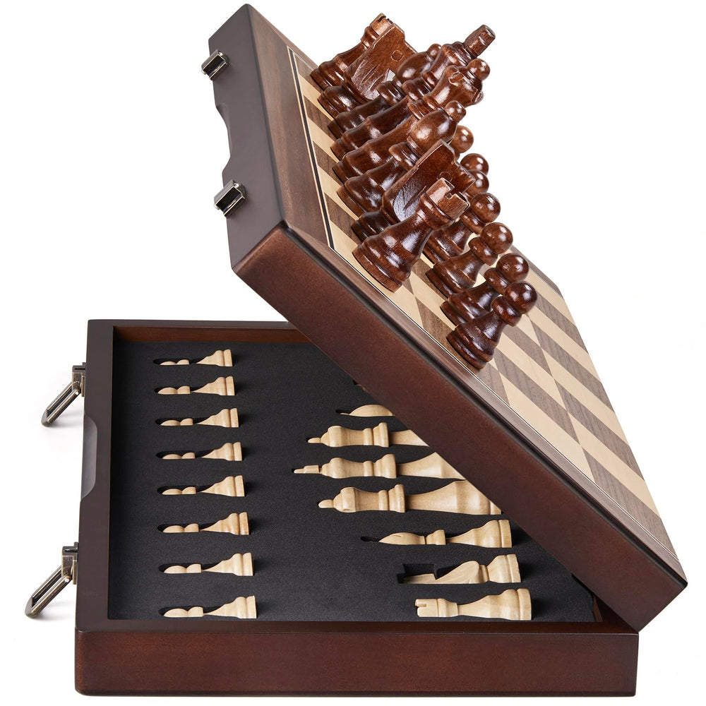 AMEROUS 15-inch folding chess board, portable for travel and outdoor play.