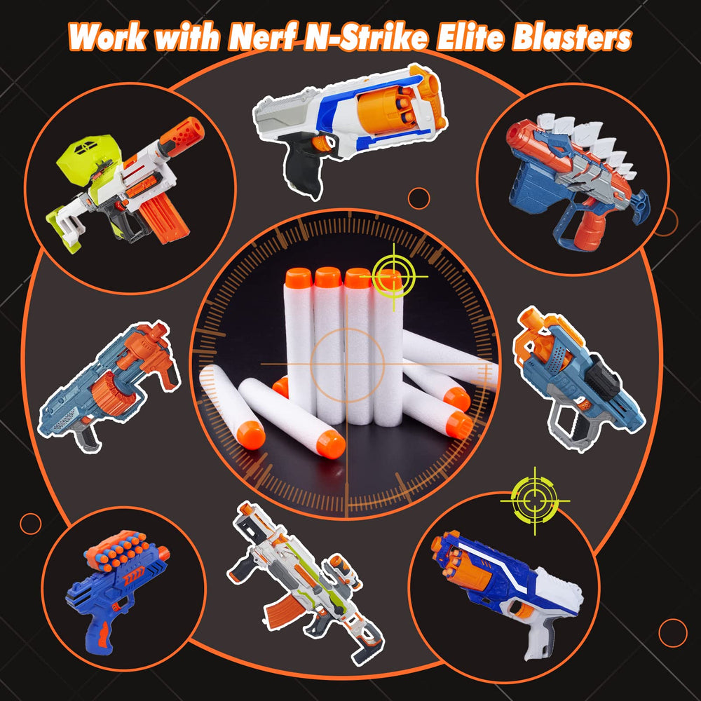 AMOSTING Nerf darts measure 7.2 x 1.2 cm for standard fit.