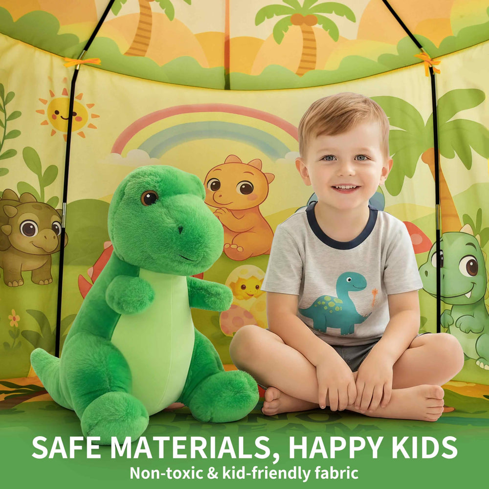 Amplov dinosaur tent in the backyard for playful outdoor sessions.