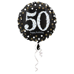 Amscan 50th birthday foil balloon ready for party decor and photo moments.