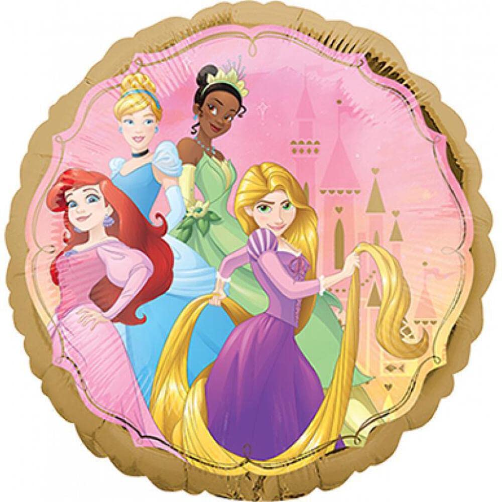 Amscan Anagram Princess 17-inch foil balloon with multicolor design, ideal for fairy-tale themed birthday celebrations.