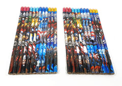 Amscan Avengers pencils multicolor pack displays bright colors for classroom crafts.
