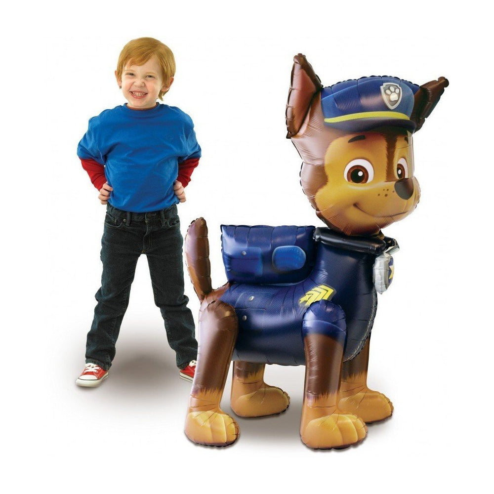 Amscan Paw Patrol Chase Airwalker balloon inflated for a grounded walking display