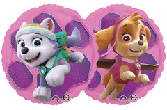 Amscan Paw Patrol Skye and Everest 18in foil balloon, side-b image enhances balloon bouquet ideas.