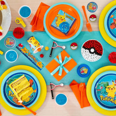 Amscan Pokemon party favors set with laser tops for quick action games.