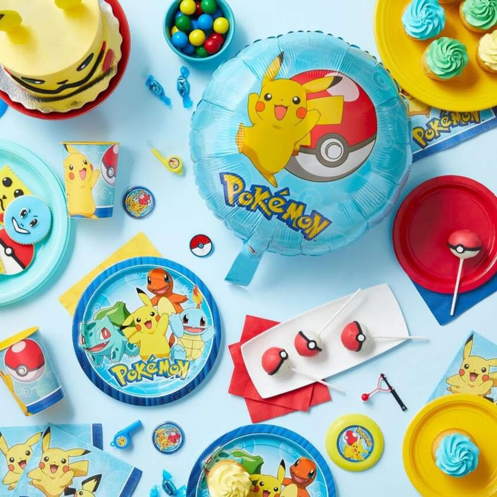 Amscan Pokemon party favors set with whistles and rulers for group play.