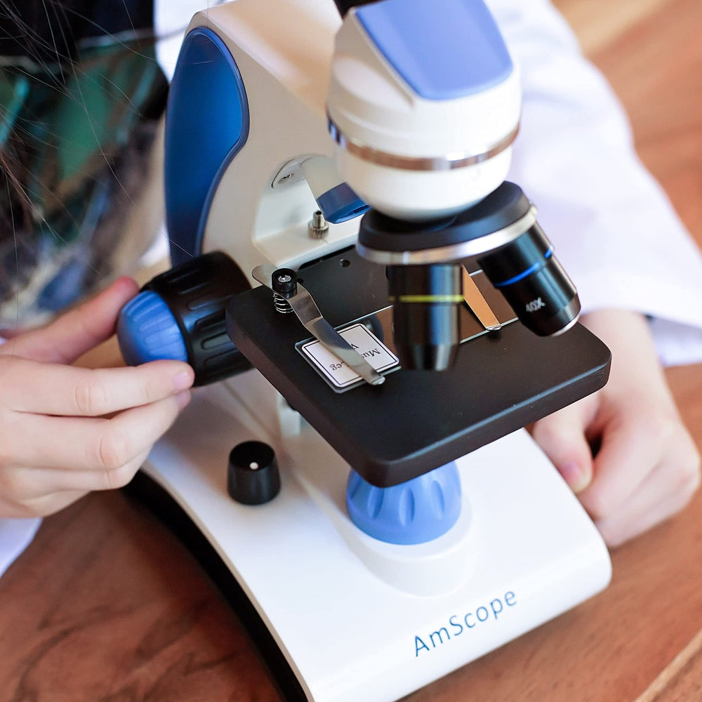 AmScope M162C-2L-PB10-WM illustrated microscope book for learning.