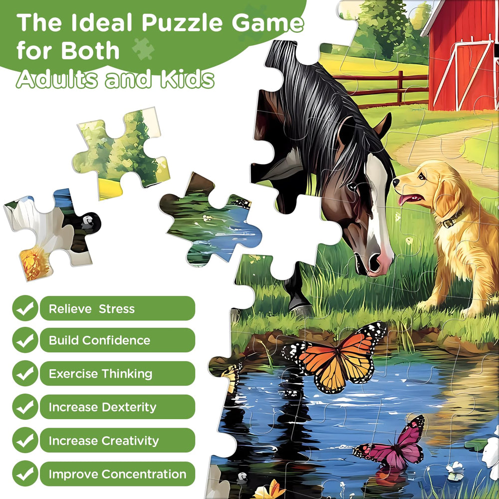 Amusding back-zoning-design on puzzle helps sorting during assembly.