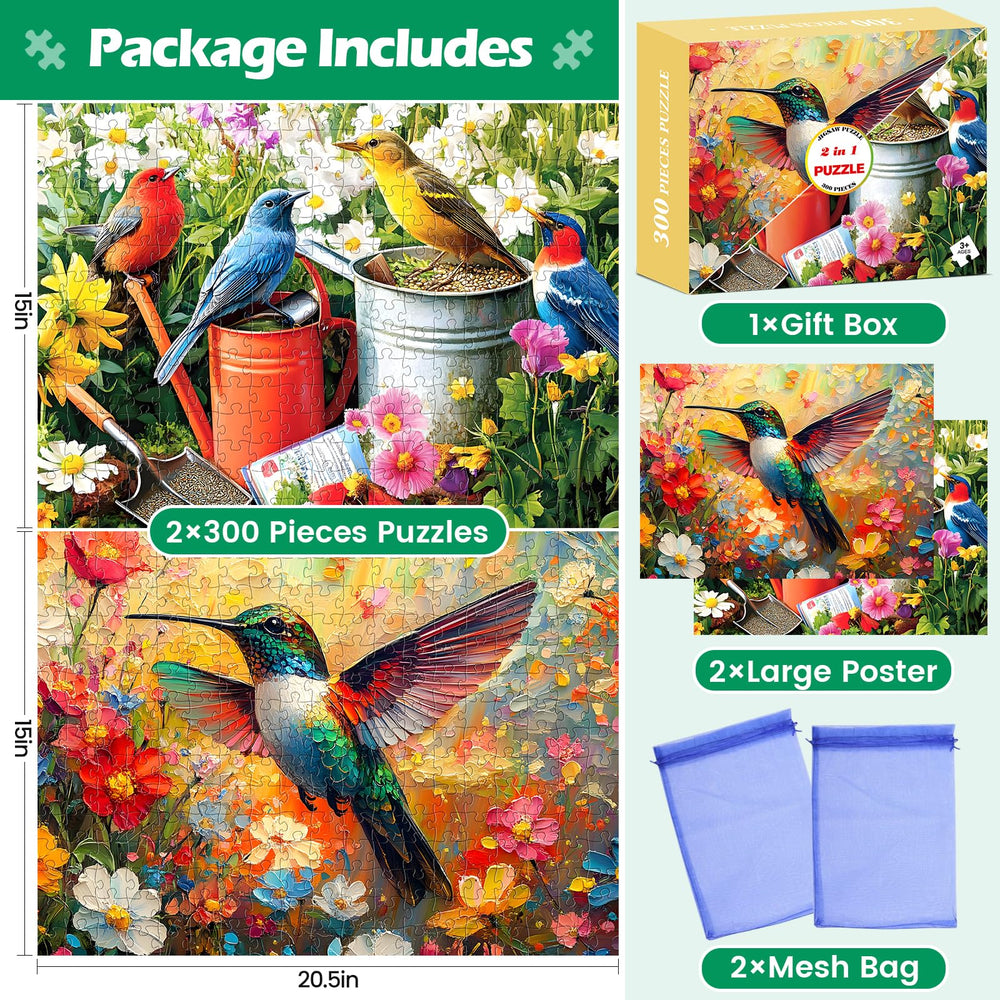 Amusding hummingbird-puzzle featuring bright, dynamic design