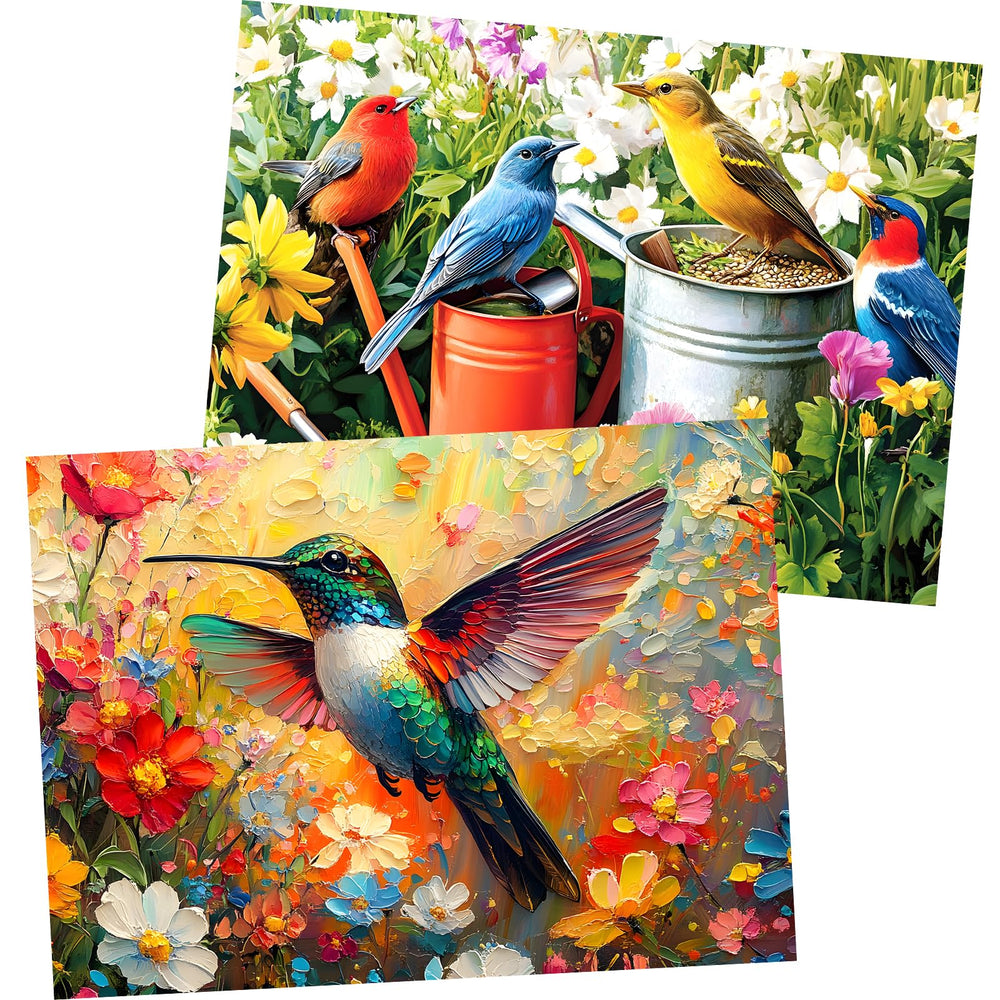 Amusding two-bird-scenes puzzle for family nights and focused play