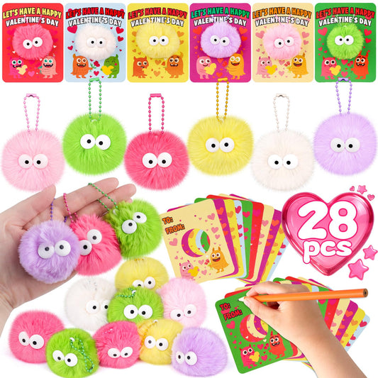 Amy and Benton monster keychains for classroom valentines, soft plush and kid-friendly