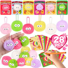 Amy and Benton monster keychains for classroom valentines, soft plush and kid-friendly