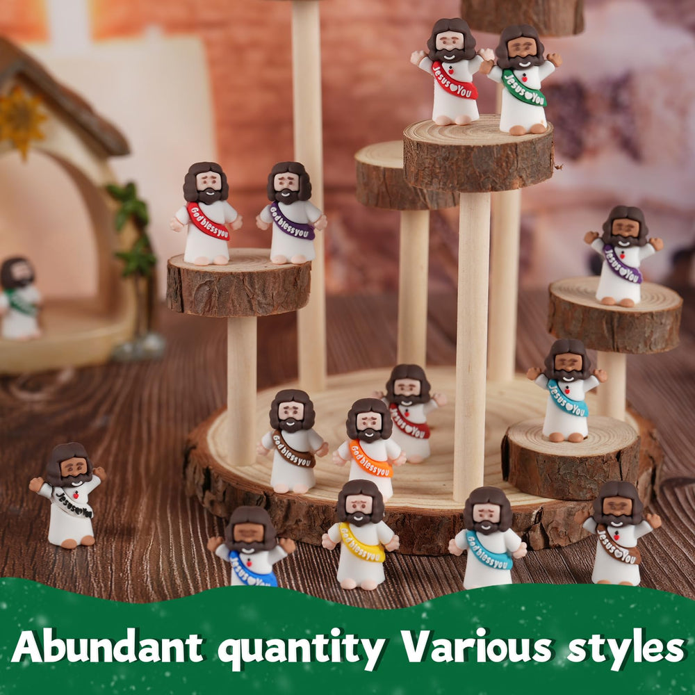 AMZFAVOR little Jesus figures green design for Jesus loves you, versatile holiday décor