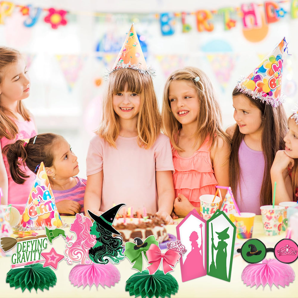 AMZFAVOR broomstick pattern card complements pink-green theme for cohesive decor