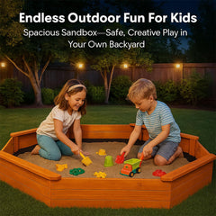 AMZOSS built-in benches on octagon sandbox surface for seating during play.