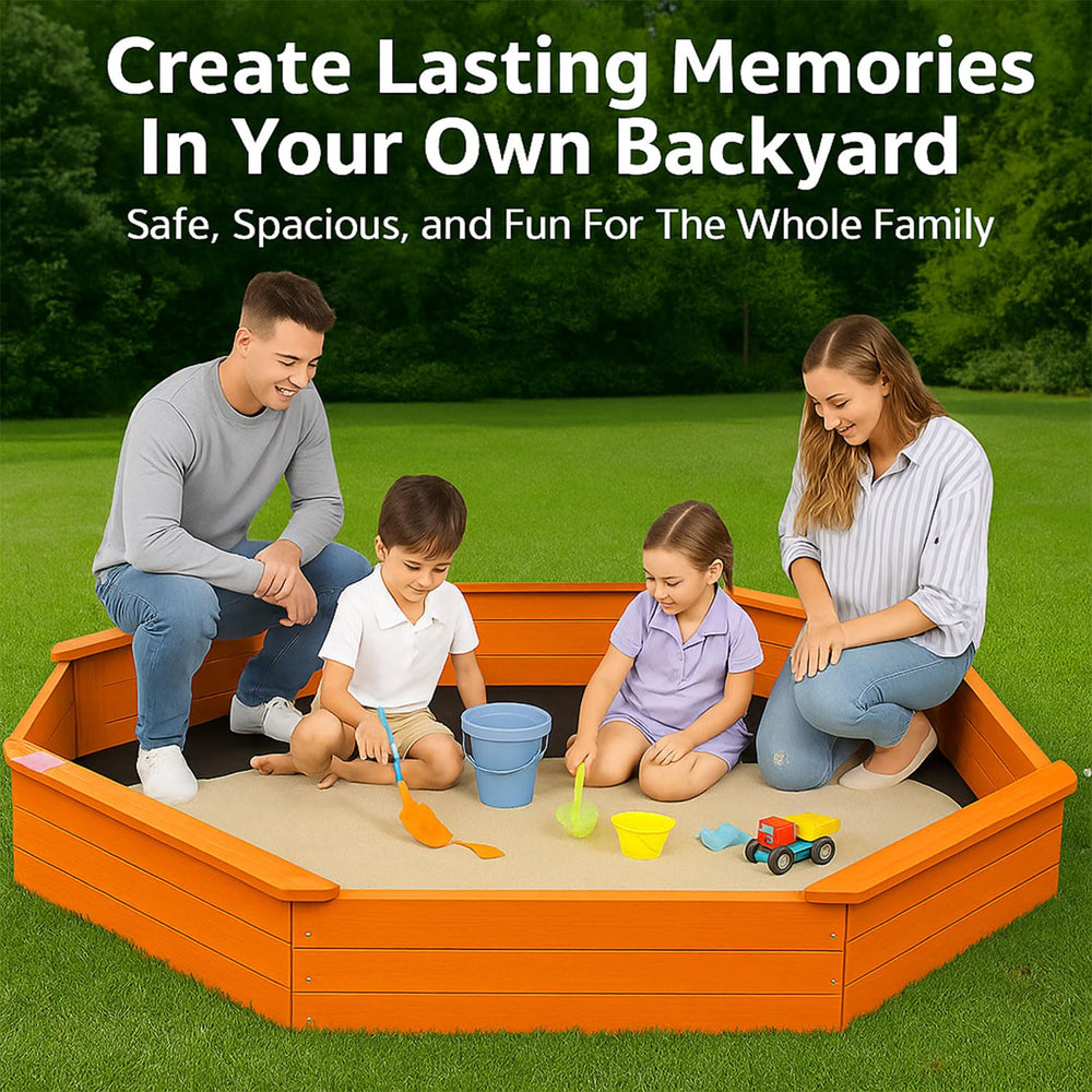 AMZOSS sand-filled octagon sandbox ready for creative play.