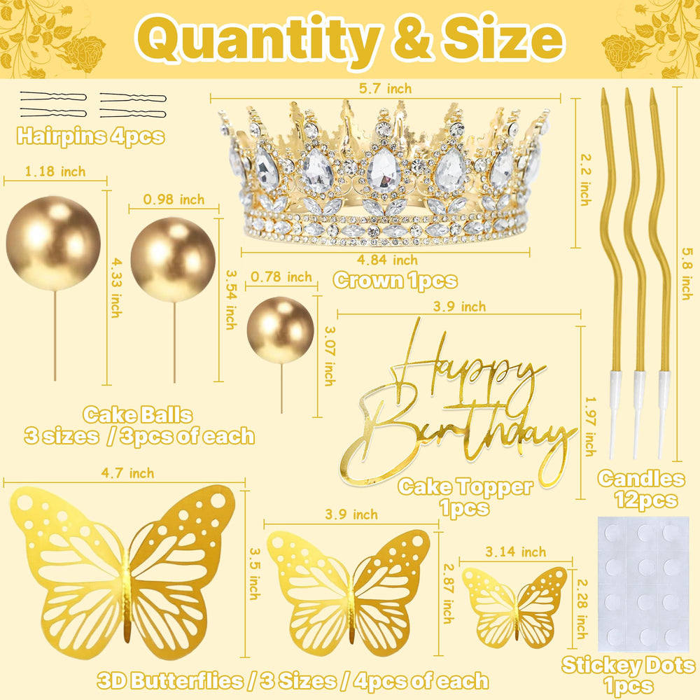 AMZVALU gold balls cake toppers in three sizes for versatile decorating.
