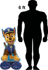 Anagram Paw Patrol Chase 36-inch AirFill valve closeup highlighting easy self-sealing operation