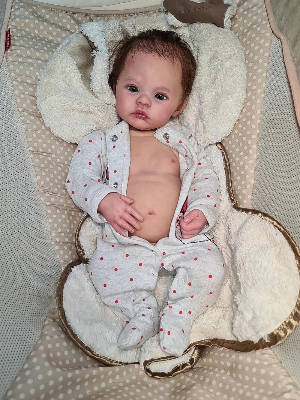 Anano Reborn doll with rooted hair, soft fiber for easy care