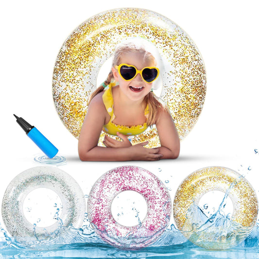 Anas glitter multicolor pool float ring shining in sunlight for vibrant pool days