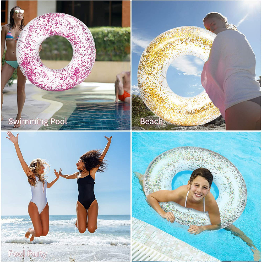 Anas glitter pool ring with sunshine sparkles for outdoor fun