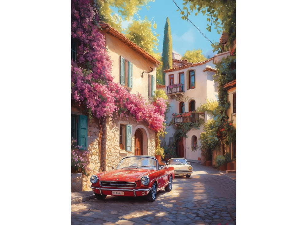 Anatolian Bougainvillea Street 1000-piece puzzle box front with vibrant colors for focused fun
