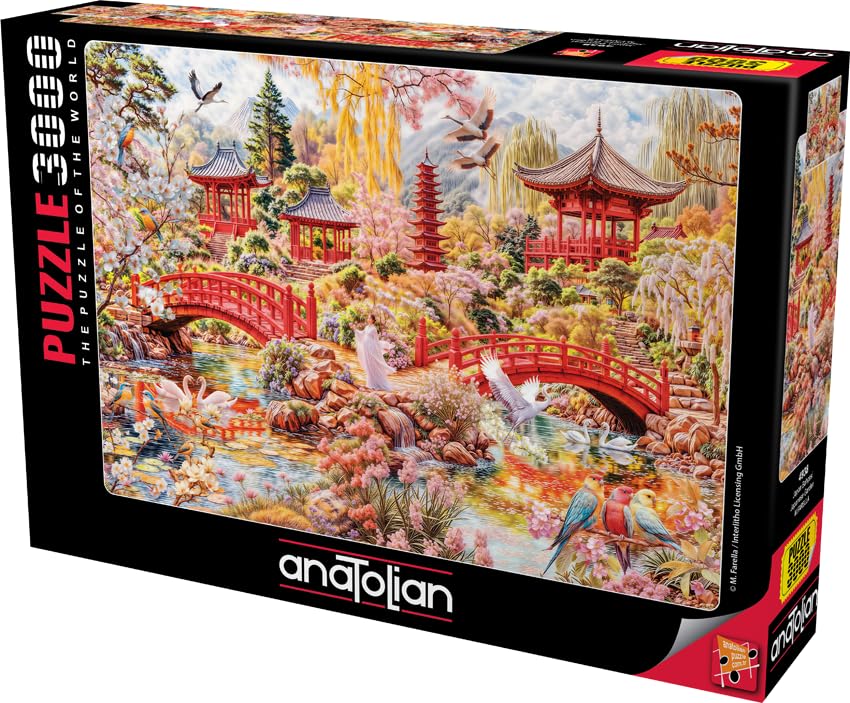 Anatolian Puzzle Japanese Garden assembled size view highlights the 120x85 cm canvas