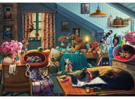 Anatolian Puzzle Kitten Play Bedroom 260-Piece: kitten scene with bright colors for family fun