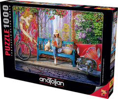 Anatolian Morning Reading 1000-piece puzzle close-up promoting mindful focus and vivid colors.