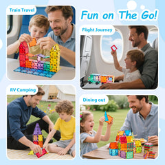 Anbalulu magnetic tiles in action building a structure safely