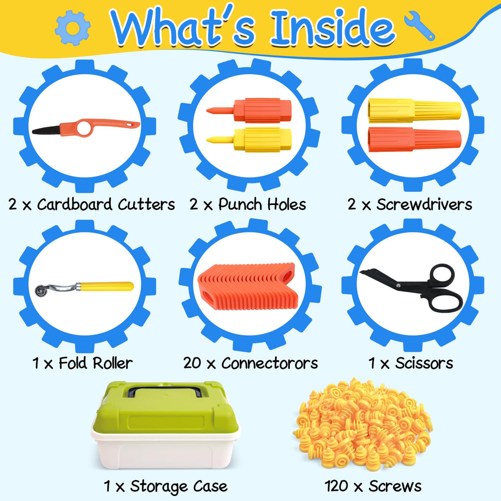 Ancaixin 148 piece kit enables fun cardboard construction and STEM learning.