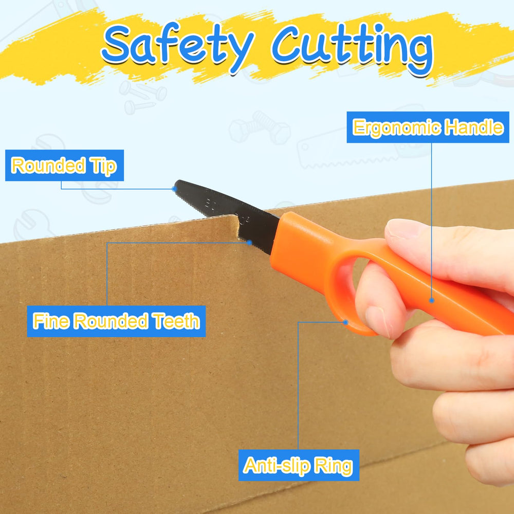 Kids build dream houses and dinosaurs with sturdy, rounded edge tools.