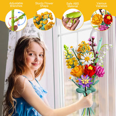 Ancesfun 1070-pcs bouquet assembly shows a hands-on activity for kids and adults.
