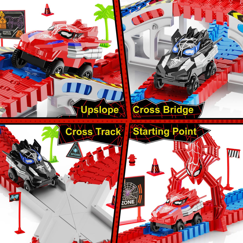 Ancitoy Bendable track pieces arranged to form a twisting layout.