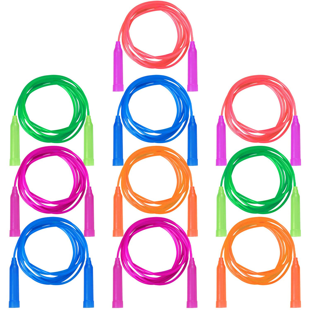 Aneco 10-pack colorful jump ropes for kids, perfect for group outdoor play.