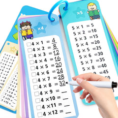 Anemeeoke multiplication flash cards front view with markers and ring binder for classroom practice.