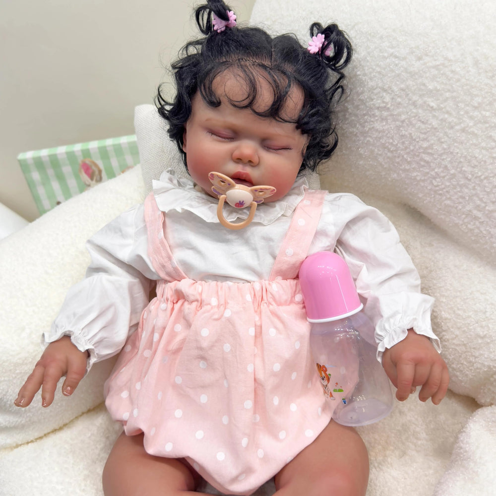 Angelbaby micro-rooted hair adds lifelike texture and easy care