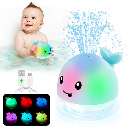 ANGGIKO whale bath toy light up front view for engaging bath time and sensory play