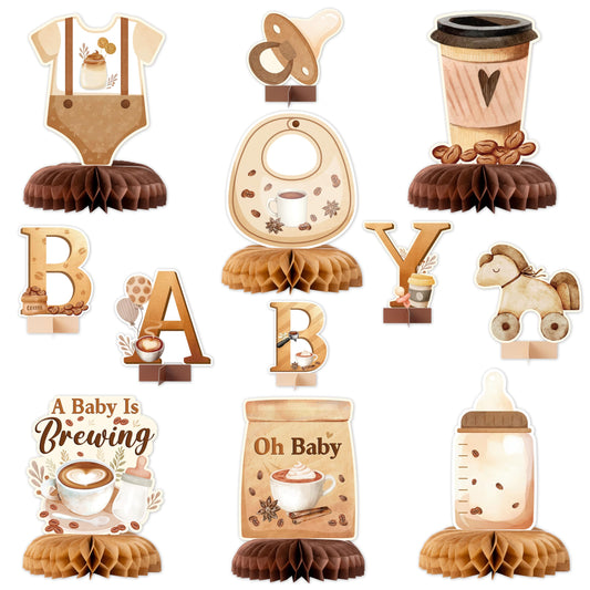 ANGOLIO coffee bean centerpiece adds warm coffee theme to baby shower tables.