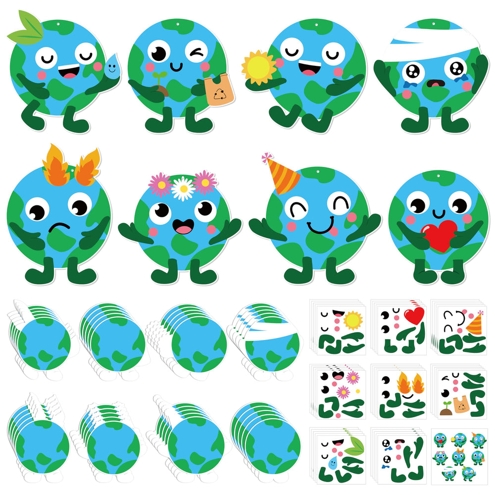 ANGOLIO Happy Earth Day kit contents for colorful DIY ornaments and kids' crafts.