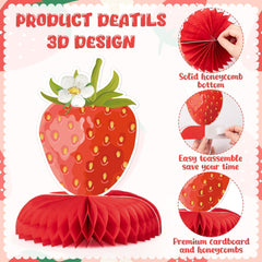 ANGOLIO strawberry romper centerpiece brings playful charm to tables.
