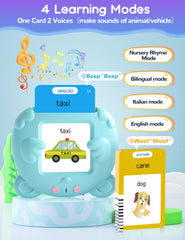 ANhovno colorful illustrations on cards stimulating visual engagement during play.