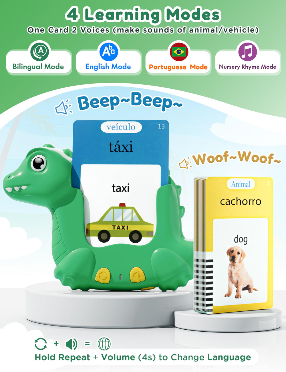 ANhovno dinosaur flashcards portable pocket device fits small hands for on-the-go learning