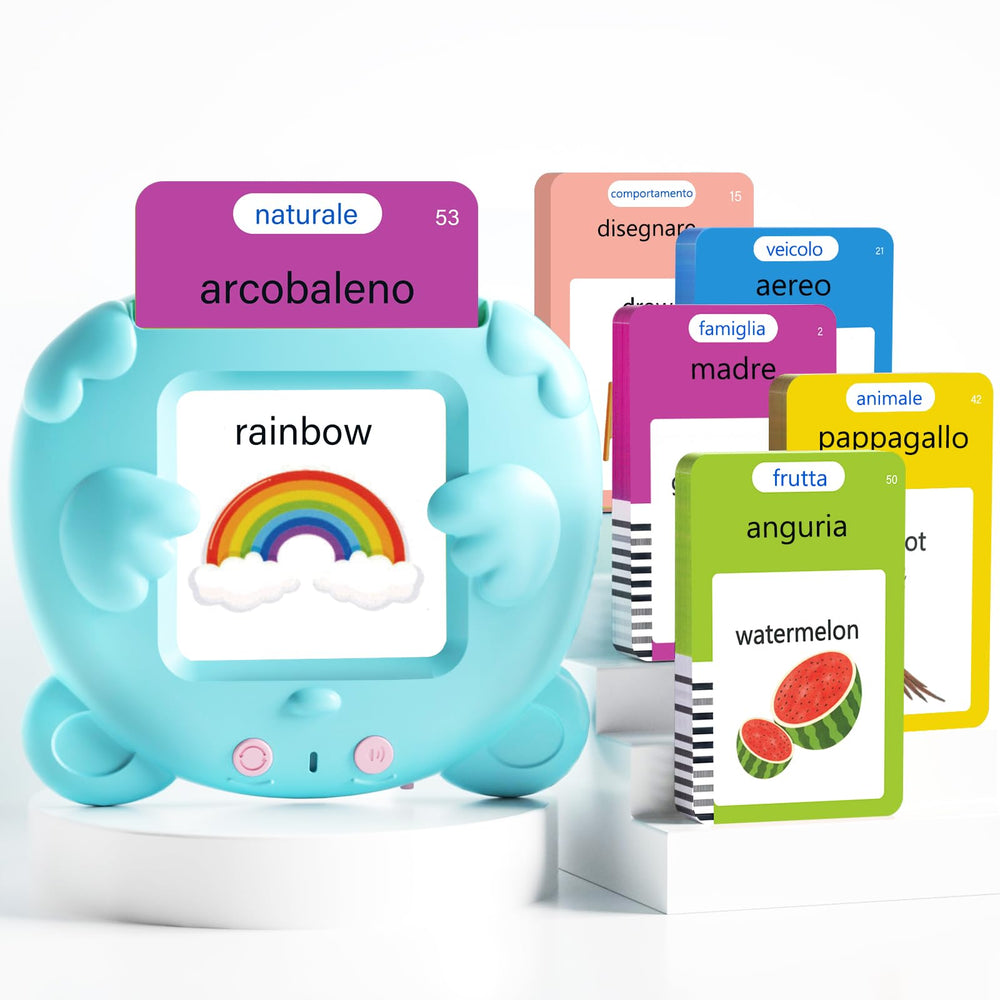 ANhovno Italian-English talking flash cards front view for bilingual learning.