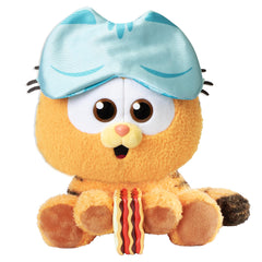 Animagic Baby Garfield wearing sleep mask for calm bedtime play.
