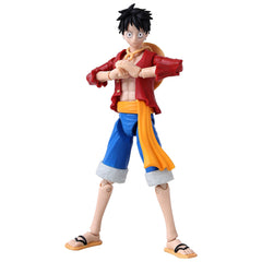 ANIME HEROES Luffy renewal figure side view showcases dynamic pose for shelf display