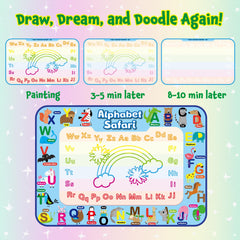 Animolds Aqua Magic Pen demonstrating water-based drawing that appears and fades for reuse.