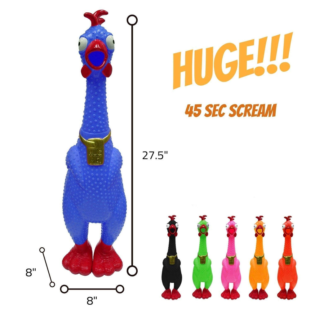 Animolds Hug Me Giant Rubber Chicken screaming action mid-scream for pranks